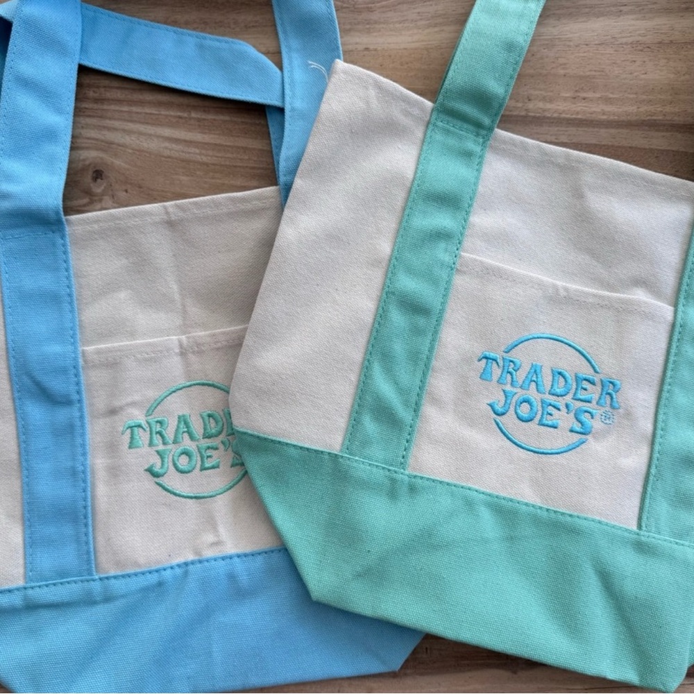 Trader Joe's Canvas Tote Bags - Blue and Teal